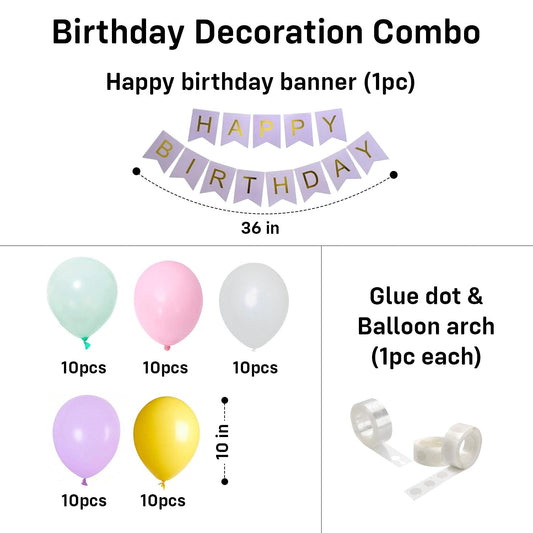 Party Propz 53-Piece Pastel Multicolor Birthday Decoration Kit for All Ages