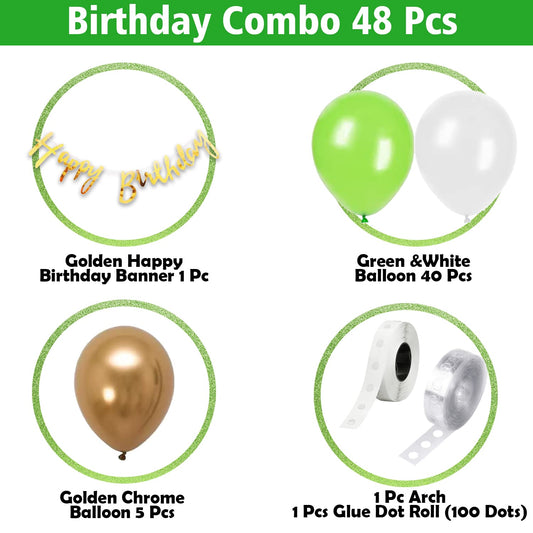 Green & Gold Balloon Garland Arch Kit –Set of 48 Pcs