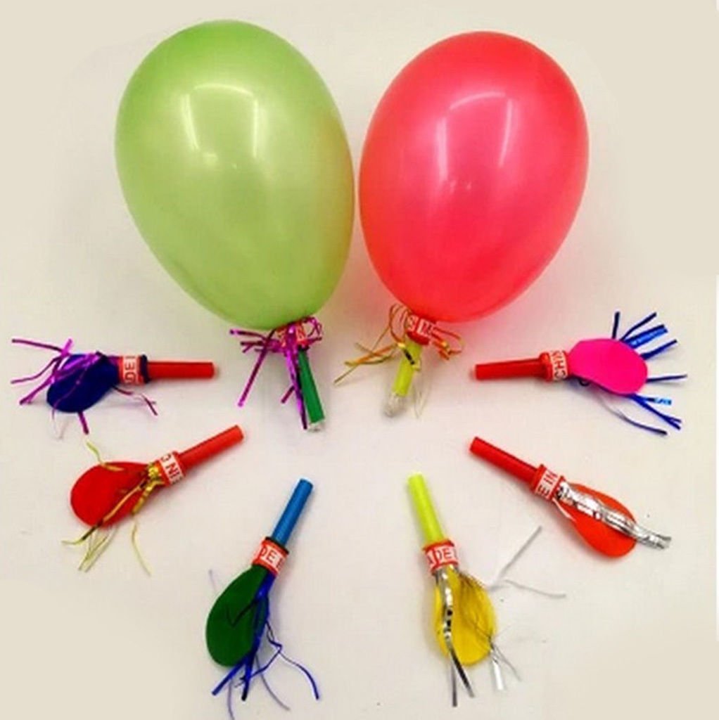 Balloon Blow Whistle Set – Fun Party Blowers with Balloons (Pack of 15)