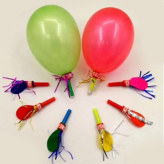Balloon Blow Whistle Set – Fun Party Blowers with Balloons (Pack of 15)