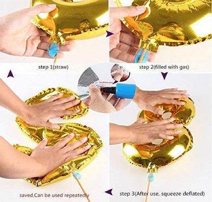 "Ramadan Mubarak" Letter Foil Balloon Decoration Kit with Moon and Star Foil Ballon 3 pcs