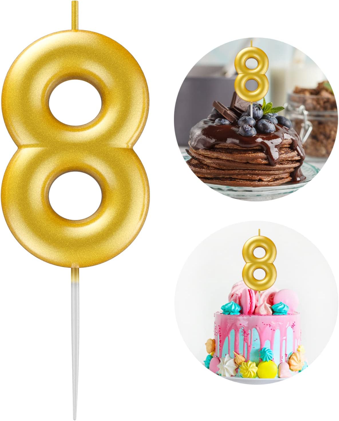 Golden Number Candle Happy Birthday 3D Number Candles for Birthday Cake