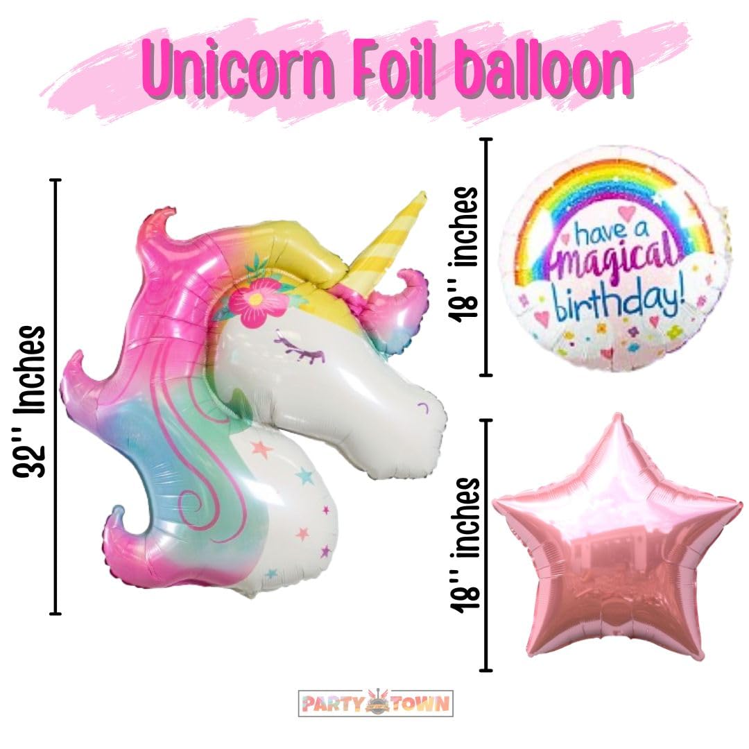 Party Town 83-Piece Unicorn Balloon Arch Kit: Helium Foil & Pastel Birthday Decorations