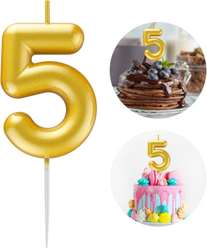 Golden Number Candle Happy Birthday 3D Number Candles for Birthday Cake