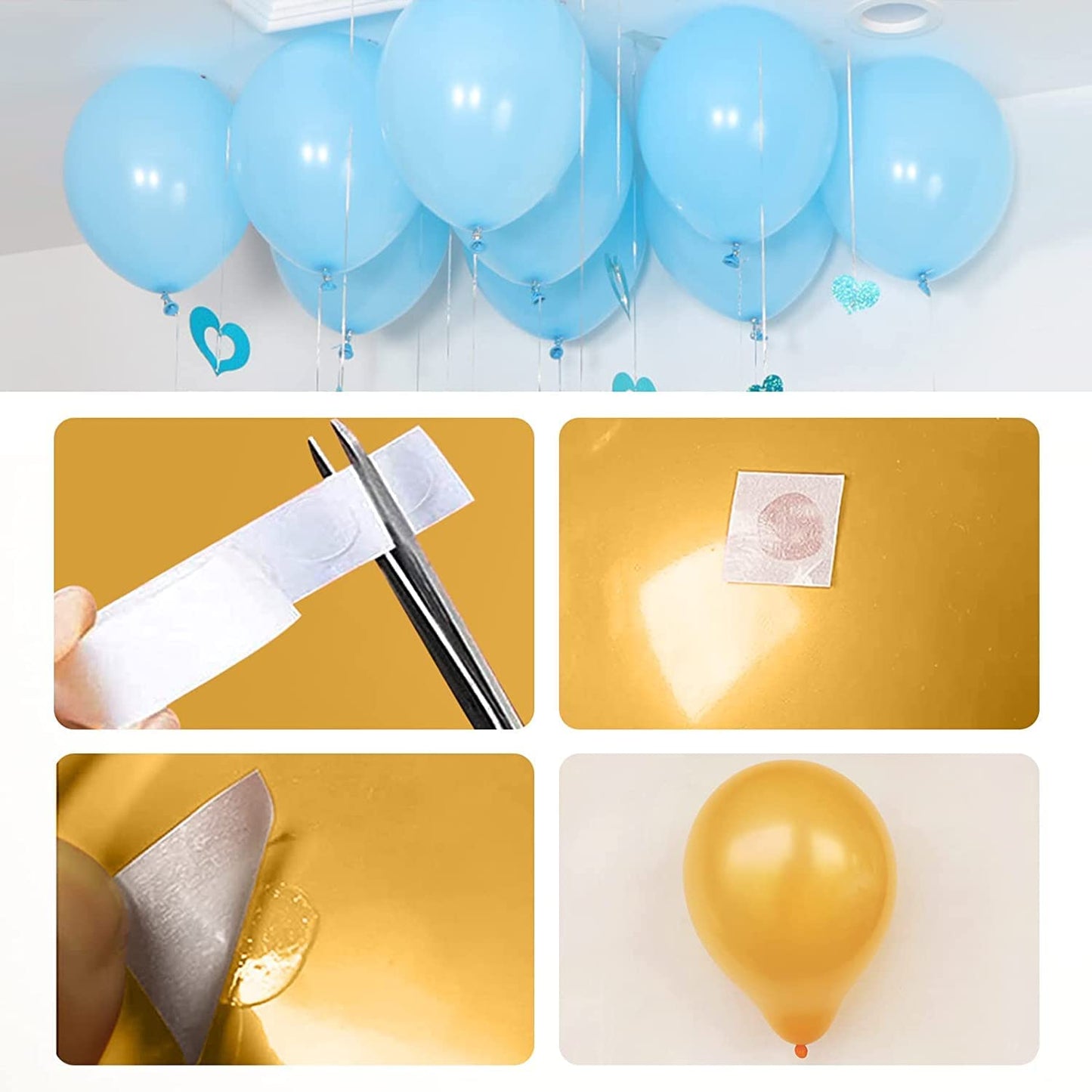 Reusable Balloon Decoration Accessories Combo Of Flower Clips Glue Dot Tape And Arch Making Strip Set Of 14 Pcs (Flower Clip with Tapes)