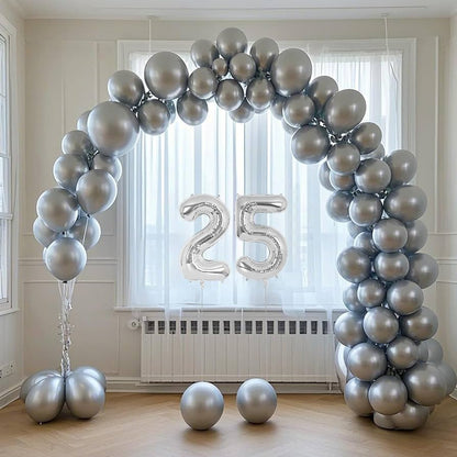 Foil number Balloons Party Decoration 16 inch (Silver)