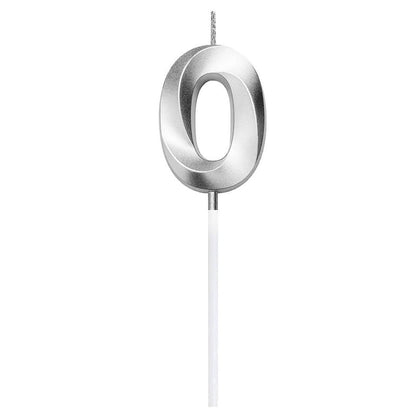 3D Number Candles for Cake (Silver)