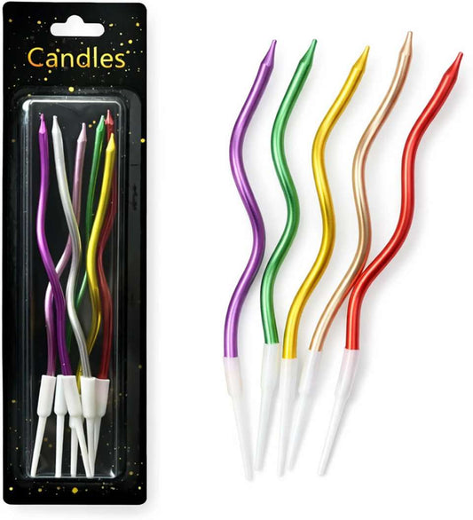 6 Pcs Set Metallic Spiral Curly Dancing Candle