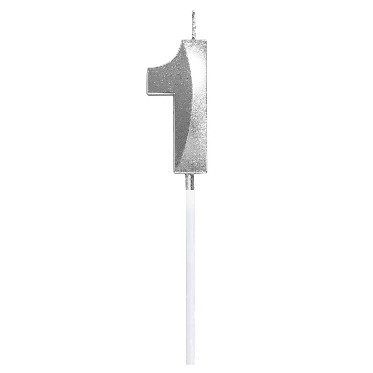 3D Number Candles for Cake (Silver)