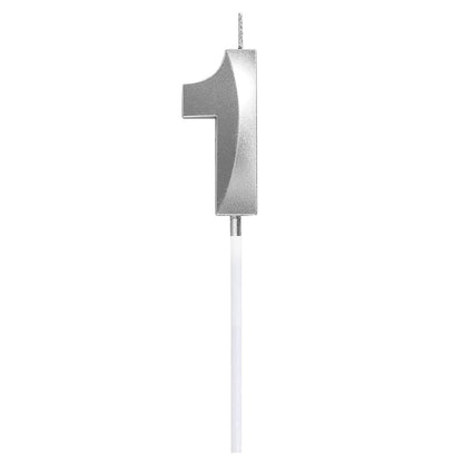 3D Number Candles for Cake (Silver)