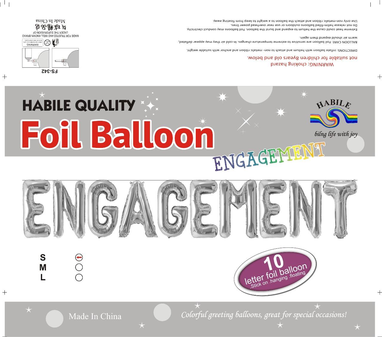 Engagement Foil Balloon Set - 10 Silver Letter