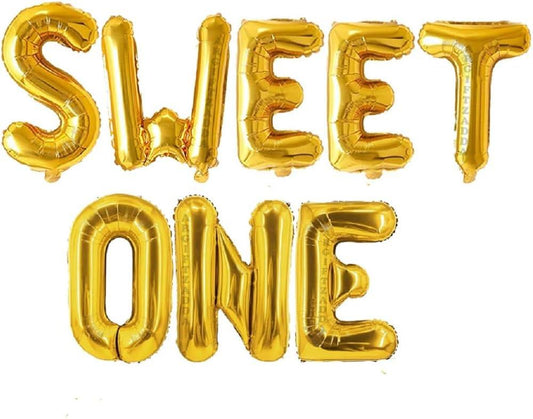 Sweet one Foil Balloon Set – 8 Gold Letter Balloons