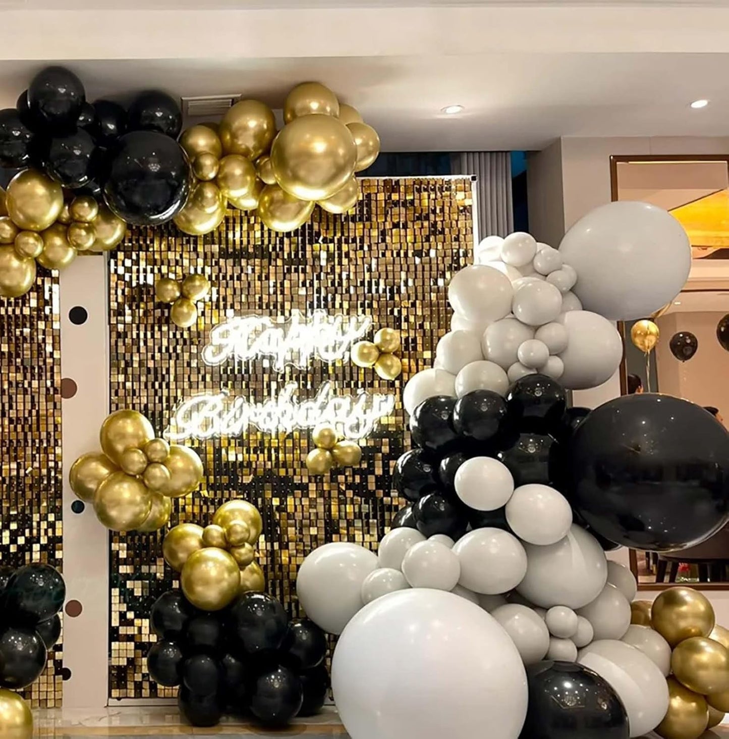 60pcs Metallic Gold Black White Confetti Balloons for Wedding & Birthday