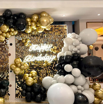60pcs Metallic Gold Black White Confetti Balloons for Wedding & Birthday