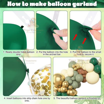 Brown Green Gold Balloons Decoration kit - 153 Pcs Pack