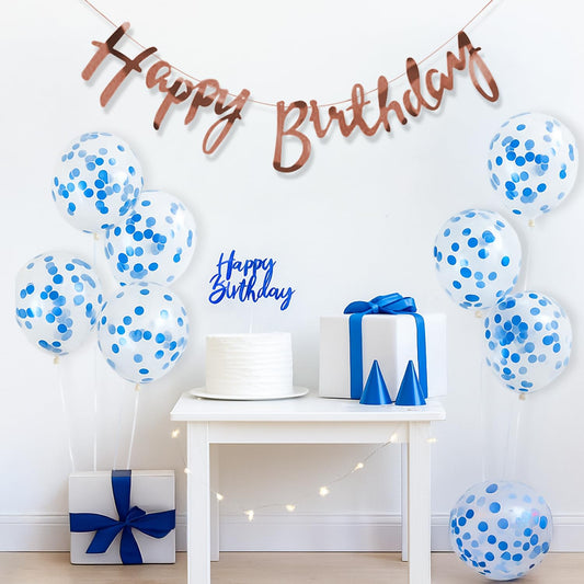 Blue & White Confetti Birthday Decoration Kit – Set of 9 Pcs