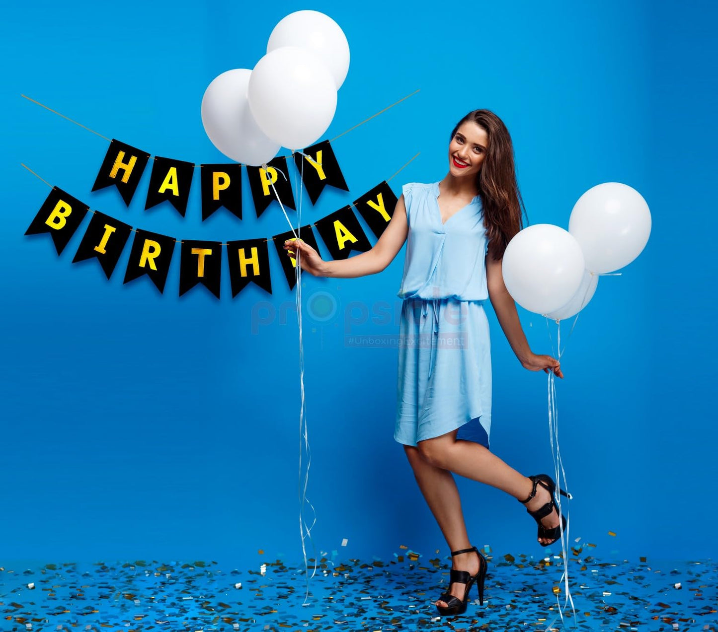 Happy Birthday Fishtail Cardstock Banner with Ribbon Reusable Party Backdrop