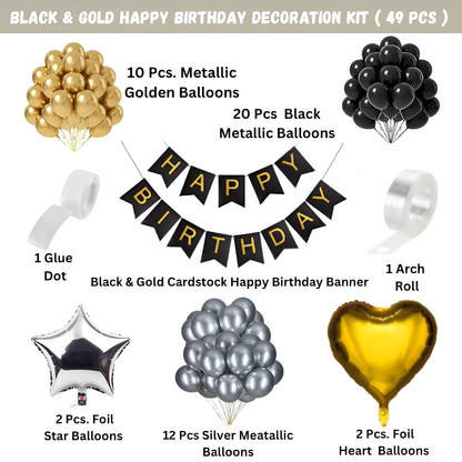 Luxurious 49-Piece Blue White Gold Birthday Balloon Arch Banner Decoration Kit