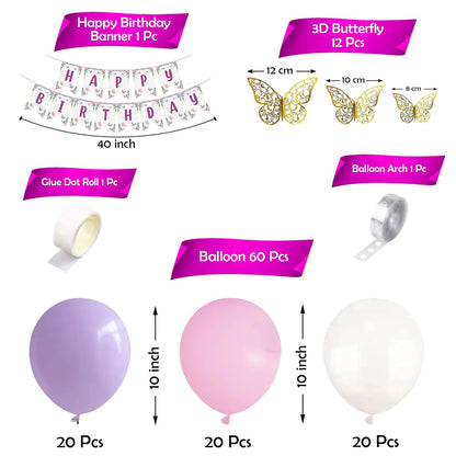 75-Piece Pink Purple Butterfly Birthday Decoration Kit - Ultimate Party Propz Set