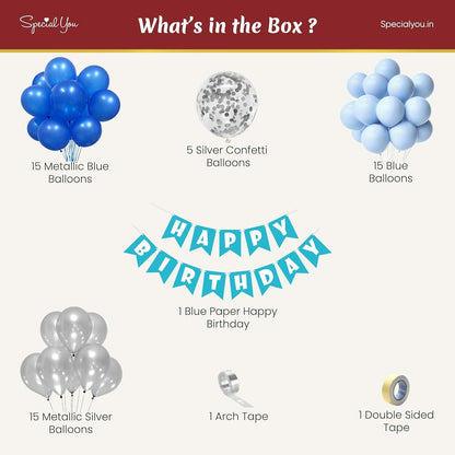 Blue Theme For Birthday Decoration Items Kit For Boys 63 pcs Pack