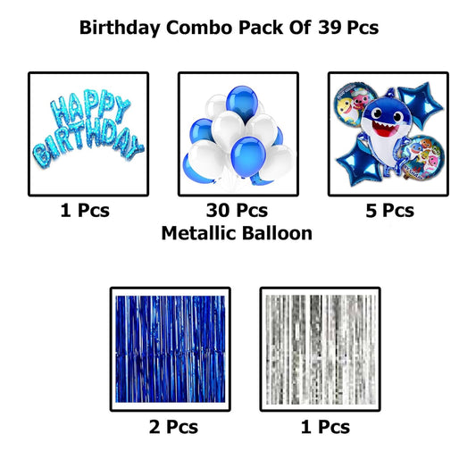 Baby Shark Birthday Decoration Set - 39 Pcs Combo