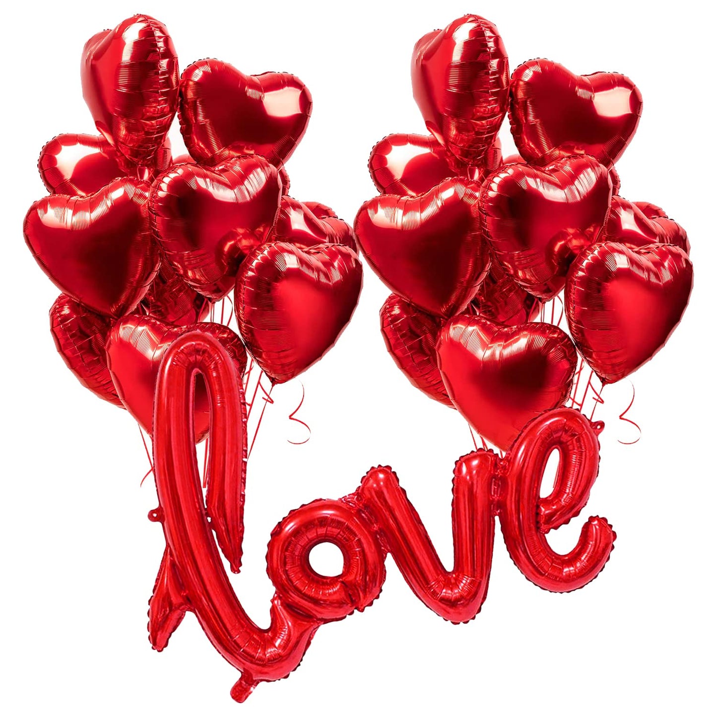 12 PCS Love Foil Balloon Combo – Red Heart & Love Letter Set