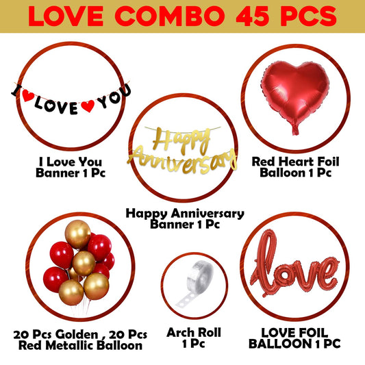 Happy Anniversary Decoration Items Kit - 45 Pcs Combo