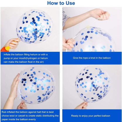 Blue & White Confetti Birthday Decoration Kit – Set of 9 Pcs