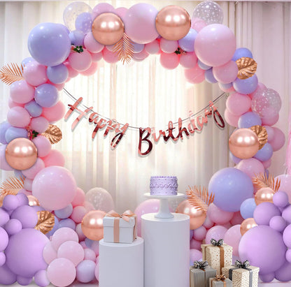 Metallic Pink & Blue Birthday Balloon Decoration Kit – 60 Pcs Combo