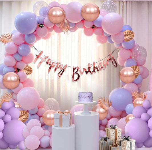 Metallic Pink & Blue Birthday Balloon Decoration Kit – 60 Pcs Combo