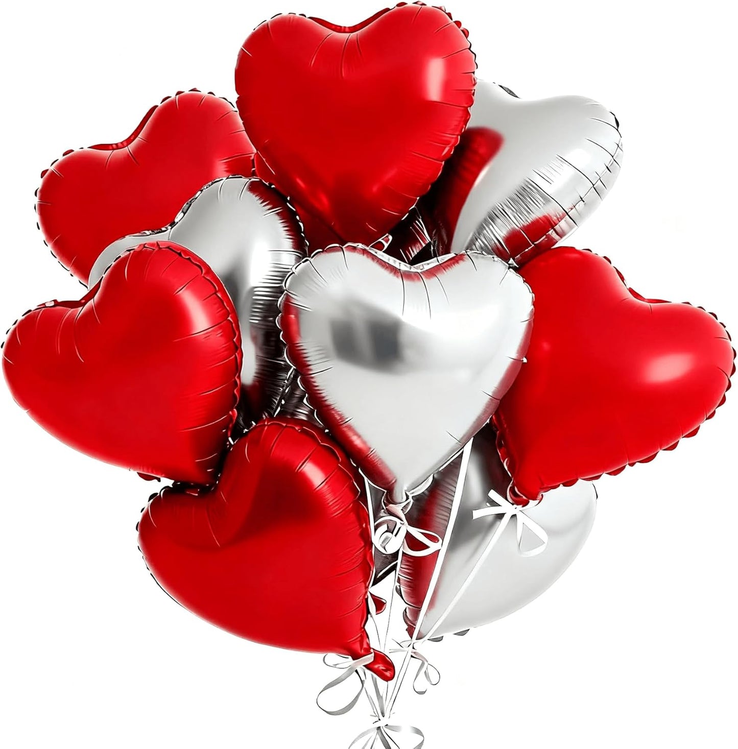 Heart Balloons, 12Pcs Heart Shaped Foil Balloons for Valentines Day