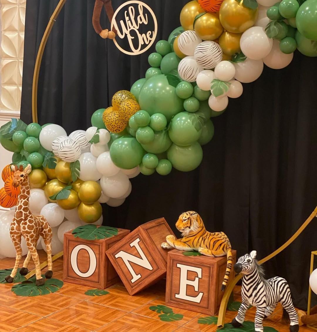 50 pcs Metallic Gold Green White Balloons for Birthday decoration