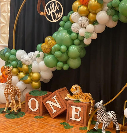 50 pcs Metallic Gold Green White Balloons for Birthday decoration