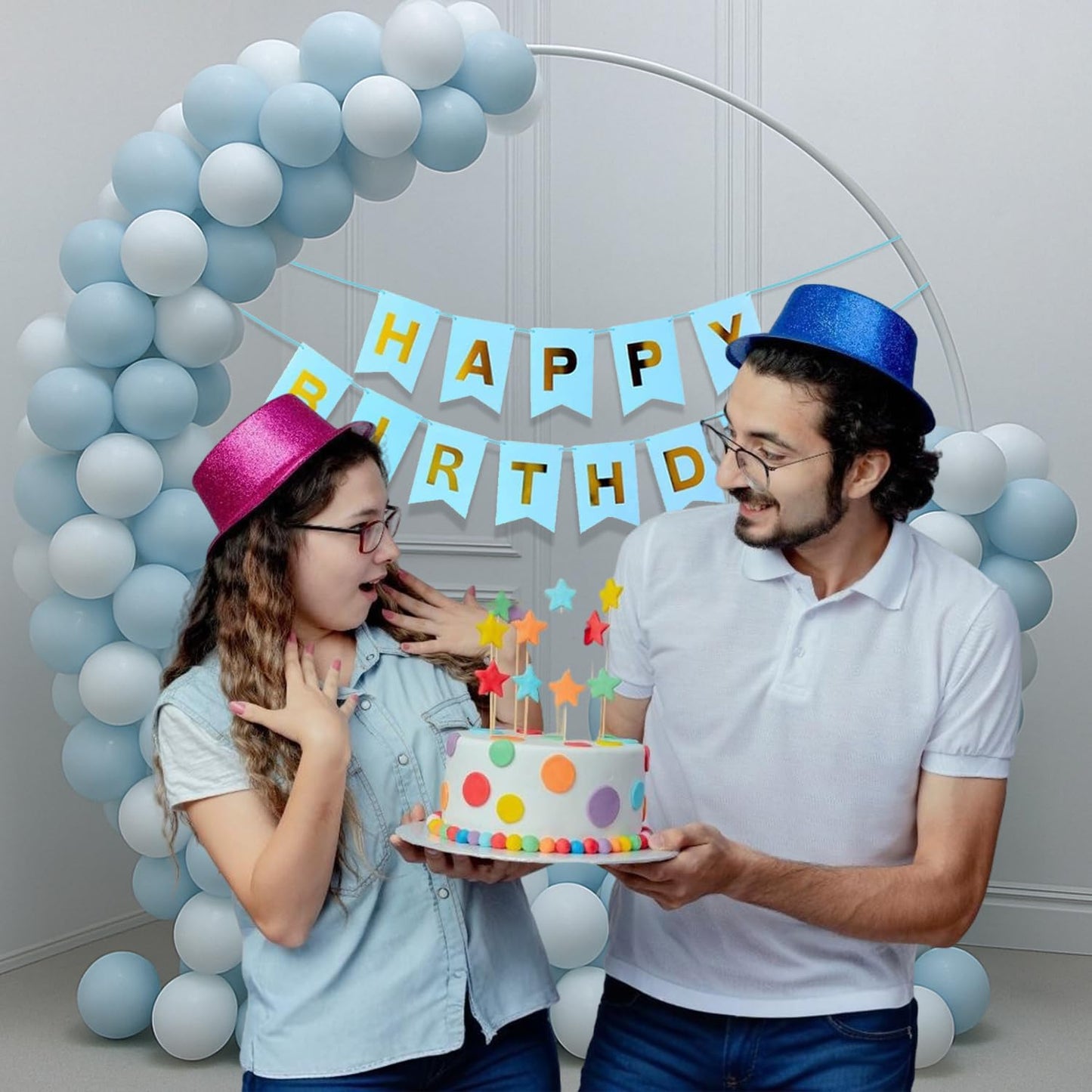 Blue & White Birthday Balloon Decoration Kit – Set of 53 Pcs