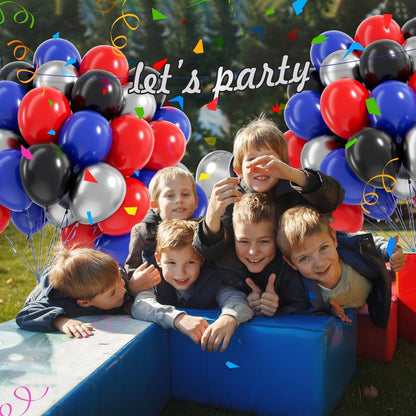 Black Red Blue Balloons 60 Pack - Patriotic Party Decorations  for Wedding & Birthday Party