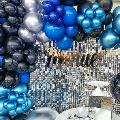 104Pcs Blue Black Silver Birthday Decorations Kit