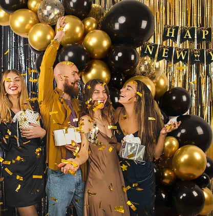 60pcs Metallic Gold Black White Confetti Balloons for Wedding & Birthday