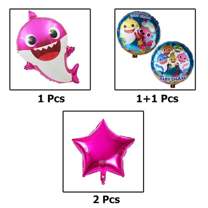 CRAZYKART Shark Theme Happy Birthday Decoration Kit for Girls, 111 Pink Pieces