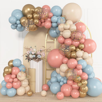 Pink, Blue Gold Latex Metallic Confetti Balloons kit - 153 Pcs Pack