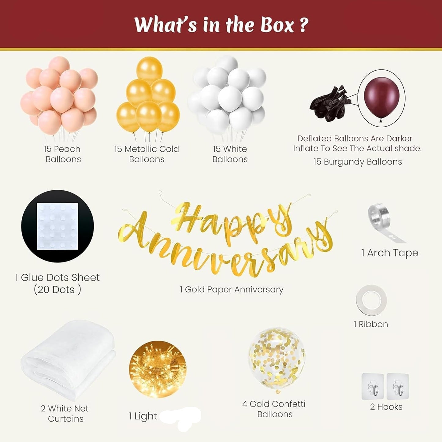 Anniversary Decoration Kit For Couples - Set of 73 Pcs