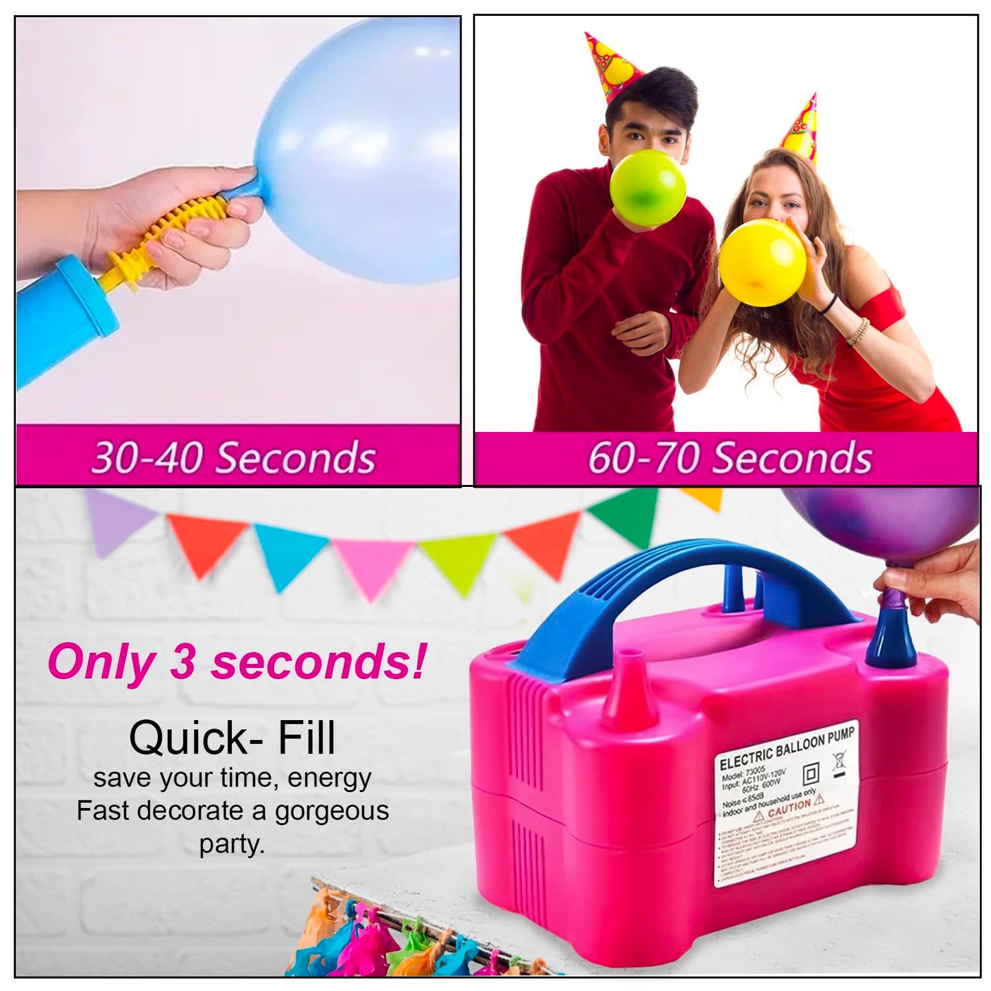 Electric Air Balloon Pump Machine Dual Nozzle 220V