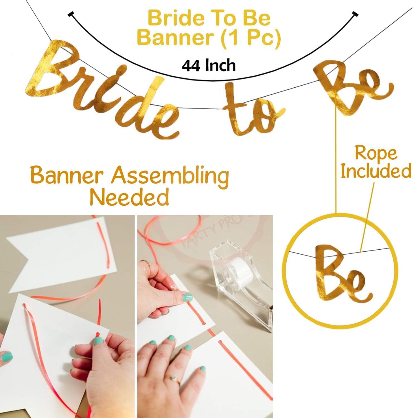69-Piece Bride-to-Be Party Decoration Kit: Elegant White & Gold Bridal Shower Set