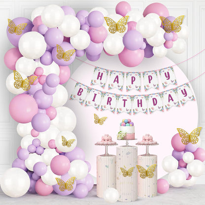 75-Piece Pink Purple Butterfly Birthday Decoration Kit - Ultimate Party Propz Set