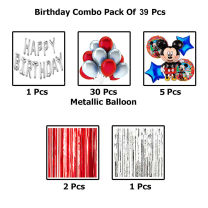 Mickey Mouse Birthday Decoration Kit – Set of 39 Pcs