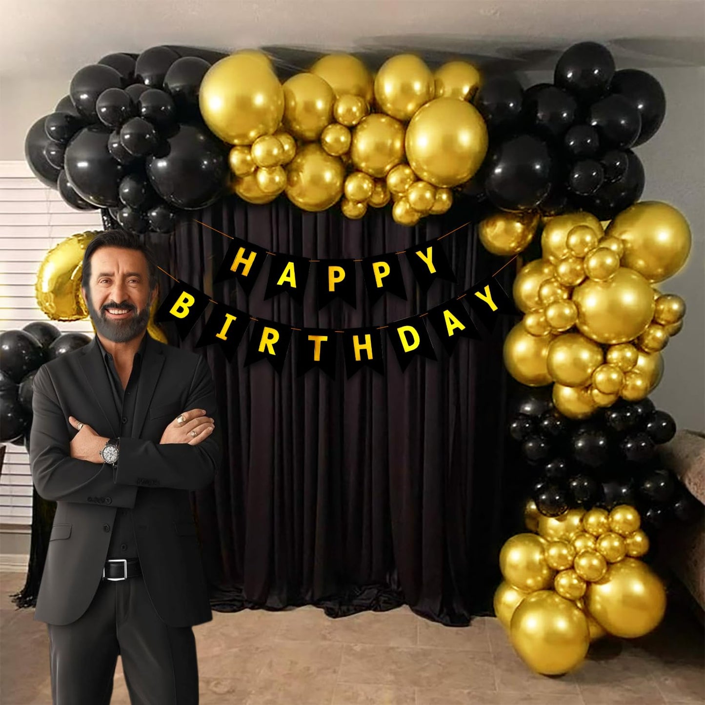 Black & Gold Birthday Decoration Kit – Set of 103 Pcs