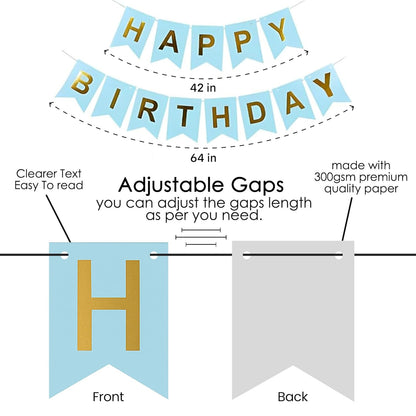 Premium 33-Piece Blue Silver Birthday Balloon Decoration Set with Banner for Boys