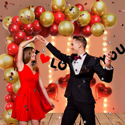 68 PCS I Love You Decoration Combo – Romantic Red & Gold Theme