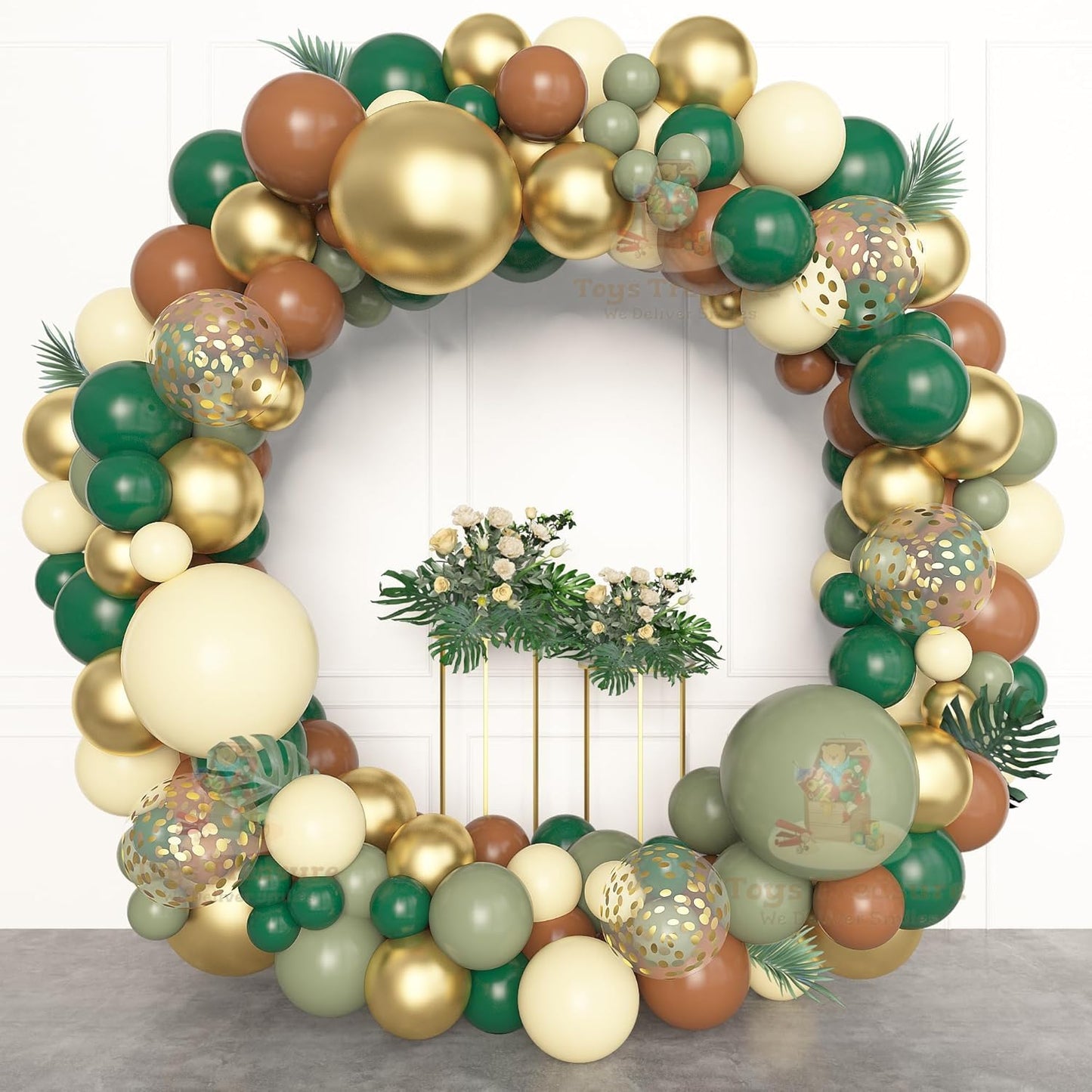 Brown Green Gold Balloons Decoration kit - 153 Pcs Pack