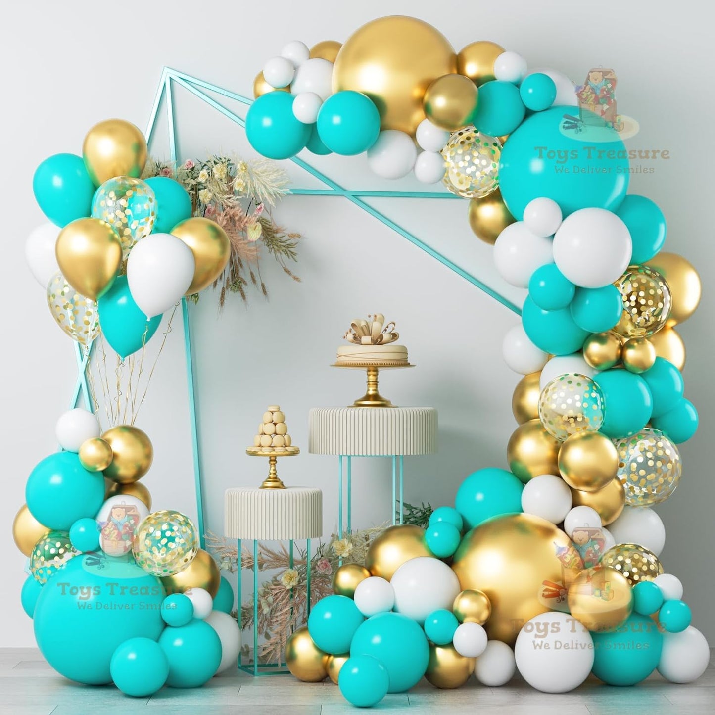 110-Piece Blue White Gold Balloon Kit for birthday Party