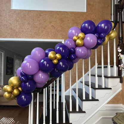 60 Pcs Metallic Gold Purple Confetti Balloons - Wedding & Birthday Party